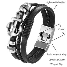 Load image into Gallery viewer, Trendy Modern Jewelry Leather Bracelet Men Braided Multilayer Anchor Bracelets Ladies Rope Chain for Male Jewelry Classic Style
