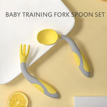 Load image into Gallery viewer, New Baby Training Twist Spoon And  Fork Silicone Feeding Infant Food Grades  Soft Head Children's Cutlery  With Storage For Boys And Girls
