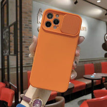 Load image into Gallery viewer, Sliding Lens Protective Silicone Case For iPhone 11 Pro Max Mini 12 Pro 13 Push Cover iphone Slide Camera Cover Case with Camera Lens Protector Cover Silicone Bumper Slim Phone Cover Compatible with iPhone
