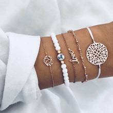 Load image into Gallery viewer, Fashion Bohemia Leaf Round Knot Cuff Bangle Gold Chain Charm Bracelet  for Women Simple Geometric Bracelets Luxury Jewelry
