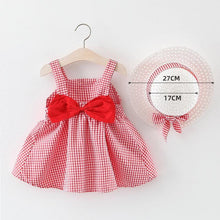 Load image into Gallery viewer, Modern Luxury Baby Girl Summer Party Clothing Cherry Dot Princess Dresses Bow Hat Outfits For Girls
