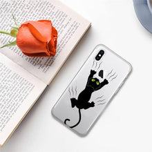 Load image into Gallery viewer, Cute black cat Phone Case for iphone 13 11 12 pro XS MAX 8 7 6 6S Plus X 5S SE 2020 XR case  Cute Cat Slim Fit Glossy Stylish Cover Soft Shockproof Phone Case
