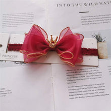Load image into Gallery viewer, Luxury Modern Pearl Handmade Baby Girls Bowknot Crown Headband Lace Elastic Hair Band Bow For Girls Baby
