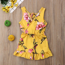 Load image into Gallery viewer, Modern Luxury Girl Clothes Kids Baby Girls Floral Jumpsuit Sleeveless Romper Clothes Outfits Set Dress For Girls In Floral Modern Summer Design
