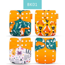 Load image into Gallery viewer, 4PCS/SET Washable Eco-friendly Diaper Ecological Adjustable Nappy Reusable Cloth Diapers Set For Baby and Kids
