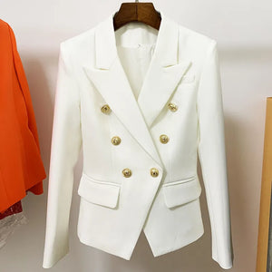 HIGH QUALITY Classic Fashion 2023 Star Style Designer Jacket Women's Slim Fitting Metal Buttons Blazer Plus size S-4XL
