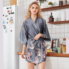 Load image into Gallery viewer, Fashion Women&#39;s Summer Mini Kimono Robe Lady Rayon Bath Gown Yukata Nightgown Sleepwear Sleepshirts Pijama Mujer Size M-XXL
