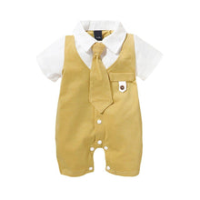 Load image into Gallery viewer, Luxury Modern baby Suit New boy's Jumpsuit Baby Short-sleeved Gentleman Suit Tie Robe summer Suit For Birthday and Party
