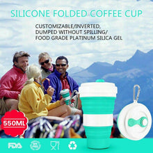 Load image into Gallery viewer, Camping Coffe Adjustable sizes Multi-colors New Collapsible Silicone Coffee Cup Mug Reusable High Temperature Water Cup Outdoor Travel 550ml
