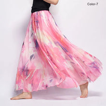 Load image into Gallery viewer, New Fashion 2023 Women&#39;s BOHO Elegant Florals Print Chiffon Long Skirt Ladies Slim High-Waist Elastic Waist Pleated Skirts SK15
