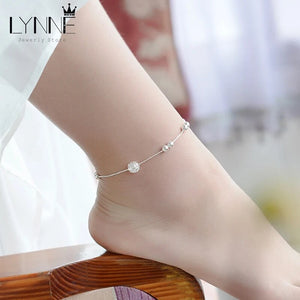 Hot Sale Fashion 925 Sterling Silver Anklet Chain Hollow Ball Pendant Anklets Bracelet Chain For Women's Wedding Jewelry Gift