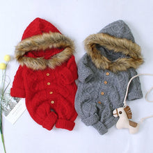 Load image into Gallery viewer, Modern elegant Baby Warm Coat For Newborn Baby Hooded Knit Romper Baby Jumpsuit outfit In Modern Design
