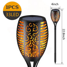 Load image into Gallery viewer, 33/96 LED Solar Stainless Steel Torch Lamp For Yard Garden Pathway Doorway Courtyard
