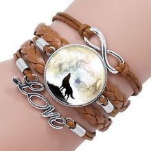 Load image into Gallery viewer, Classic Retro Wolf Head Elegant Bracelet Leather Bangle Luxury Bracelet Jewelry Boho Glass Moon Men Wrap Bangles For Men Women
