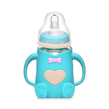 Load image into Gallery viewer, Infant Cartoon Baby Cute Feeding Glass Bottle Safe Silicone Milk Bottle With Handle Newborn Drink Training Colorful Feeding Bottles
