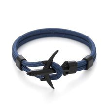 Load image into Gallery viewer, Elegant Modern Fashion Black Anchor Luxury Bracelets For Men And Women Charm Rope Chain Couple Bracelet Metal Airplane Leather Hooks Homme Jewelry
