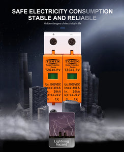 TOMZN SPD DC 1000V 800V 600V 500V 20KA~40KA House Surge Protector Protective Low-voltage Arrester Device