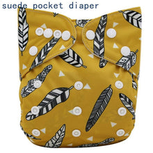 Load image into Gallery viewer, Newborn Cloth Diaper Sewed in Charcoal Bamboo Insert and Suede Pocket Diapers Waterproof Baby Nappies Design for Baby

