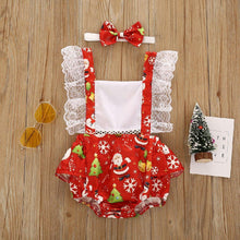 Load image into Gallery viewer, New Christmas Princess Set Newborn Baby Girls  Suspender Dress Romper Bodysuit And Hairband Set
