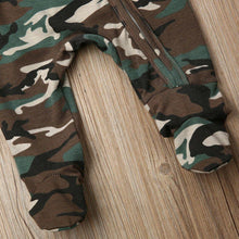 Load image into Gallery viewer, Newborn Baby Girls Boys Camouflage Military Deisgn Romper Infant Cute Zipper Casual Jumpsuit Hairband Hat Set Clothes For Girls And Boys

