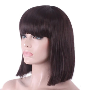 Synthetic Hair Short Wig With Bangs Cosplay Wigs For Women Straight Bob Wig Korean Pink Red Brown Blue Green White Purple Grey