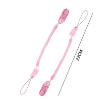 Load image into Gallery viewer, Handmade Shiny Pacifier Clip Chain Infant Nipple Holder Wooden Beaded Crystal Nipple Leash Strap Metal Pacifier Clips For Baby
