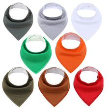Load image into Gallery viewer, 8PCS/SET Comfortable Colorful 100% Organic Cotton Adjustable Snaps Bandana Saliva Bibs For Baby Boys &amp; Girls Kids
