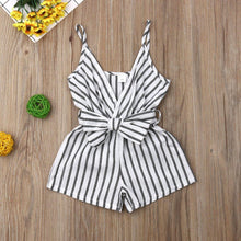 Load image into Gallery viewer, Modern Elen+gant Newborn Baby Girl Clothes Sleeveless Striped Bowknot Strap Romper Jumpsuit One-Piece Outfit For Girls
