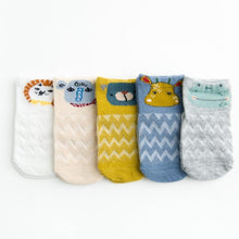Load image into Gallery viewer, 5 Pairs Thin Combed Cotton Cute Animal Baby Socks Mesh Short Socks For Newborns Boys &amp; Girls
