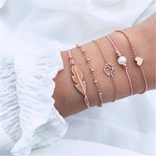 Load image into Gallery viewer, Fashion Bohemia Leaf Round Knot Cuff Bangle Gold Chain Charm Bracelet  for Women Simple Geometric Bracelets Luxury Jewelry
