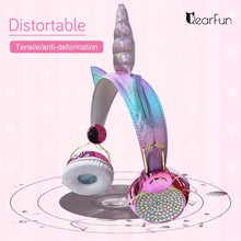 Load image into Gallery viewer, Cute Unicorn Headphones 3D Stereo Music Kids Headphones With Microphone Girls Cell Phone Children's Wired Headset Gamer Gift
