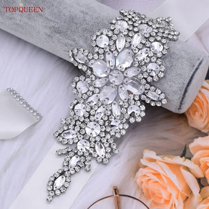 TOPQUEEN S01 Women's Belt Luxurious Bride Bridal Sash Rhinestone Applique Wedding Accessories for Evening Party Prom Gown Dress