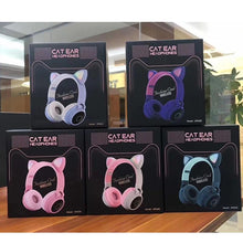 Load image into Gallery viewer, STEVVEX New Luxury Interesting LED Cat Ear Noise Cancelling Headphones Bluetooth 5.0  For Young People and  Kids Headset Support TF Card 3.5mm Plug With Mic
