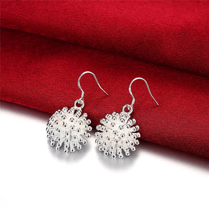 DOTEFFIL 925 Sterling Silver Firework Flower Necklace Earring Set Popular Charm Nice Necklace Earring Sets Women's Jewelry