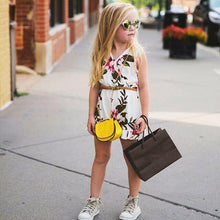 Load image into Gallery viewer, Modern Luxury Girl Clothes Kids Baby Girls Floral Jumpsuit Sleeveless Romper Clothes Outfits Set Dress For Girls In Floral Modern Summer Design
