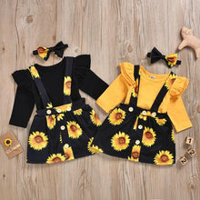 Load image into Gallery viewer, Baby Girls New Fashion Sunflower Floral Romper Toddler Dress Newborn Headband Outfits Girl Sundress Clothes Set
