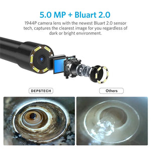 DEPSTECH Dual Lens 2MP 5MP Wireless Endoscope Camera Snake Inspection Zoomable Camera WiFi Borescope for Android & iOS Tablet