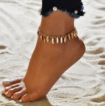 Load image into Gallery viewer, Gold Metal Shell Coconut Tree Female Anklets Barefoot Sandals Foot Summer Double Layers  Foot  Bracelets Leg Jewelry
