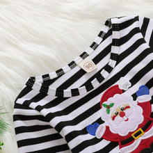 Load image into Gallery viewer, New Dress Baby Girls Christmas Santa Striped Print  Dress And Headband Outfits Children
