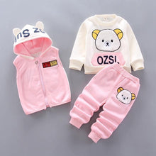 Load image into Gallery viewer, Modern Fashion Cotton Thick Warm Casual Hooded Sweater Cartoon Cute Bear Three-piece Suit For Baby Boy &amp; Girl
