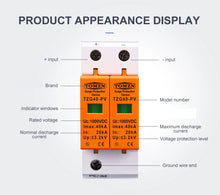 Load image into Gallery viewer, TOMZN SPD DC 1000V 800V 600V 500V 20KA~40KA House Surge Protector Protective Low-voltage Arrester Device
