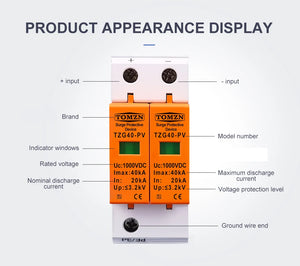 TOMZN SPD DC 1000V 800V 600V 500V 20KA~40KA House Surge Protector Protective Low-voltage Arrester Device