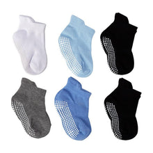 Load image into Gallery viewer, 6 Pairs Cotton Baby 's Non-slip Boat Low Cut Floor Socks With Rubber Grips For Boys &amp; Girls Sock
