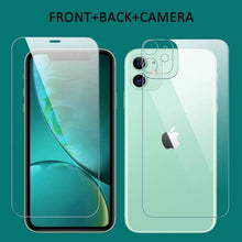 Load image into Gallery viewer, 3 In 1  2PCS Front+Back+Lens Full Cover Tempered Glass Film For iPhone 12 11 Pro Max Mini Screen Protector For iPhone 13 Pro Max Glass Temper Glass Film Temper Glass Film Premium HD Clarity Anti-Fingerprint/Scratch for iPhone
