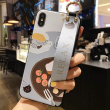 Load image into Gallery viewer, Cartoon Cute Cat Wrist Strap Soft Phone Case For Iphone 13 11 12 14 Pro Max X Xr Xs Max Se 2020 7 8 Plus 14plus Holder Cover Thanksgiving Cute Cats Silicone Case For Iphone
