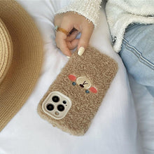 Load image into Gallery viewer, Cute Furry Fluffy Brown Bear Phone Case For iPhone 11 12 13 Pro Max 6 7 8 Plus X XS Max XR SE 2020  Winter Plush Warm Soft Cover  Autumn and Winter Shockproof Full Case Cover
