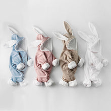 Load image into Gallery viewer, Winter Baby Rompers Newborn Boys Girls Clothes Rabbit Ear Hooded Jumpsuit infant In Luxury Rabbit Design
