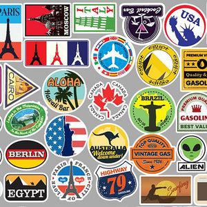 10/30/50PCS Mixed Travel Graffiti Stickers Motorcycle Phone Luggage Phone Guitar Fridge Laptop PVC Waterproof DIY Cool Stickers