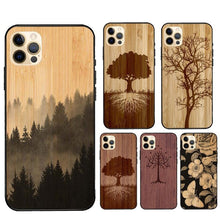 Load image into Gallery viewer, Vintage Tree Flower Bamboo Wood Case For iPhone Pro Max 12 13 min SE For iPhone 13 Shockproof Wooden Texture Protective Cover Unique &amp; Classy Wooden Case
