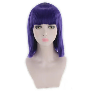 Synthetic Hair Short Wig With Bangs Cosplay Wigs For Women Straight Bob Wig Korean Pink Red Brown Blue Green White Purple Grey